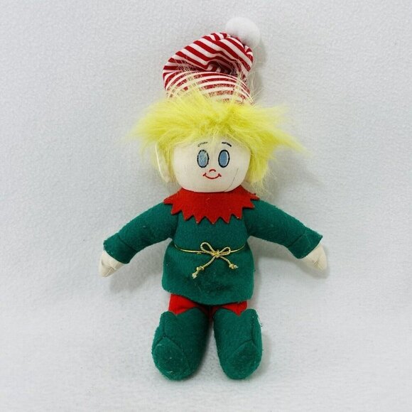 Vintage Dakin Christmas Elf Santa Help Dream Doll Plush Felt Toy Jointed Posable - Picture 1 of 10